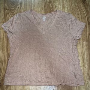 Womens Sz Medium Tan J Crew Linen Tee Knit Goods Linen Yarns 100% Linen V-Neck